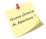 Nuovo orario di apertura al pubblico