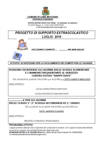 Progetto Facciamo i compiti