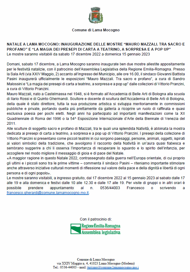 Comunicato stampa inaugurazione mostra