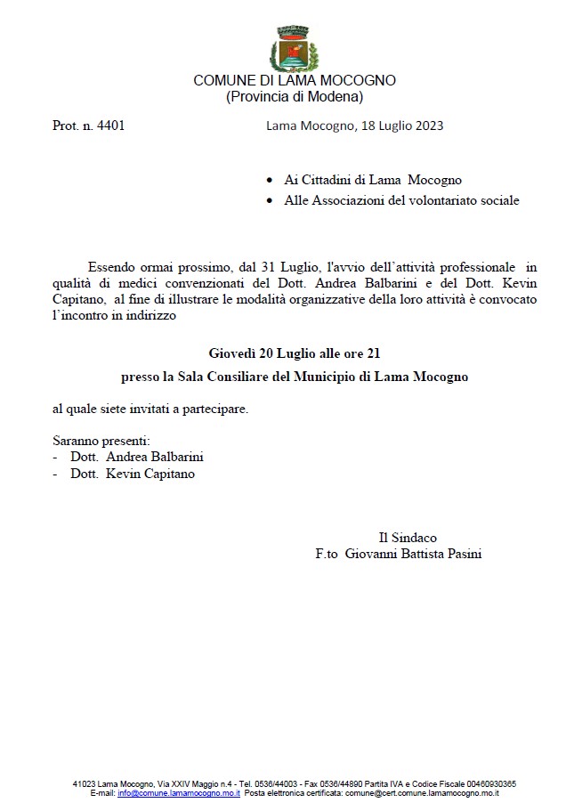 Incontro con i medici convenzionati