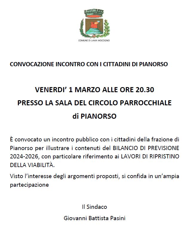 Incontro con i cittadini di Pianorso